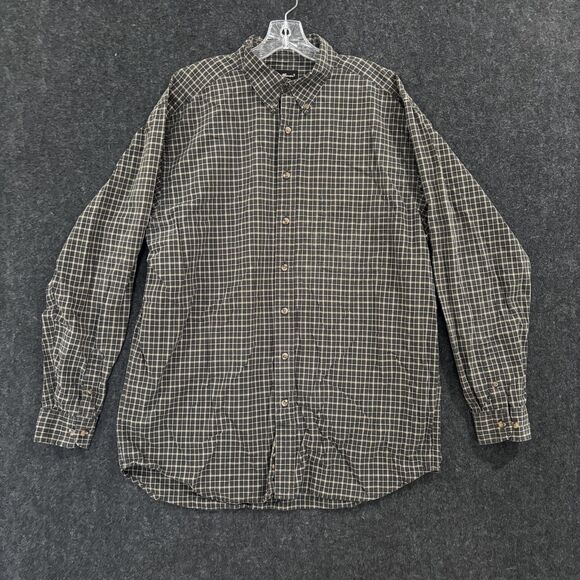 Eddie Bauer Shirt Men's Large Tall Gray Blue Plaid Button Down Casual Pocket - Picture 1 of 9
